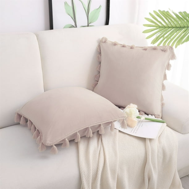Velvet Square Pillow Cases Tassel Ball Throw Waist Cushion Cover Christmas Decor